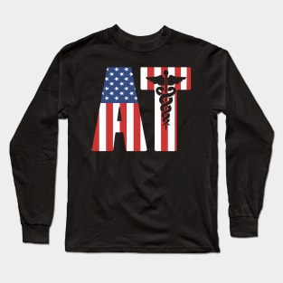 Athletic Trainer - Proud USA Flag American AT Long Sleeve T-Shirt